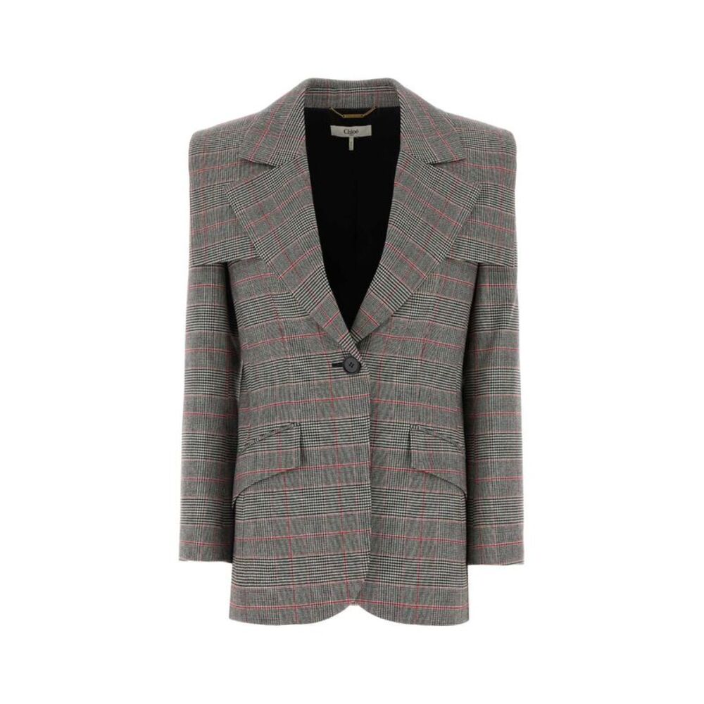 Chloe Women Embroidered Stretch Glencheck Blazer